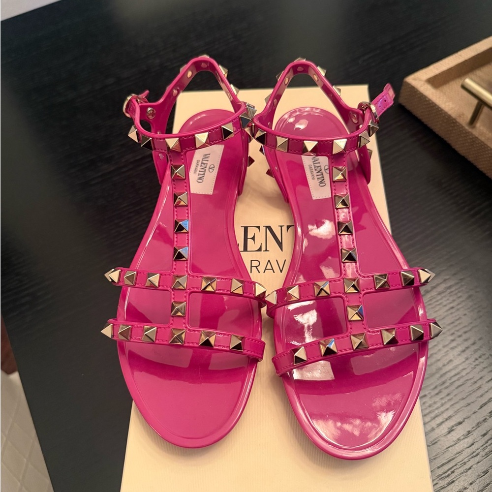 Valentino Fuchsia Studded Sandals